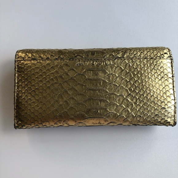Vintage Juicy Couture Gold Metallic Leather Black Crystals Silver Stud Wallet - Picture 3 of 12